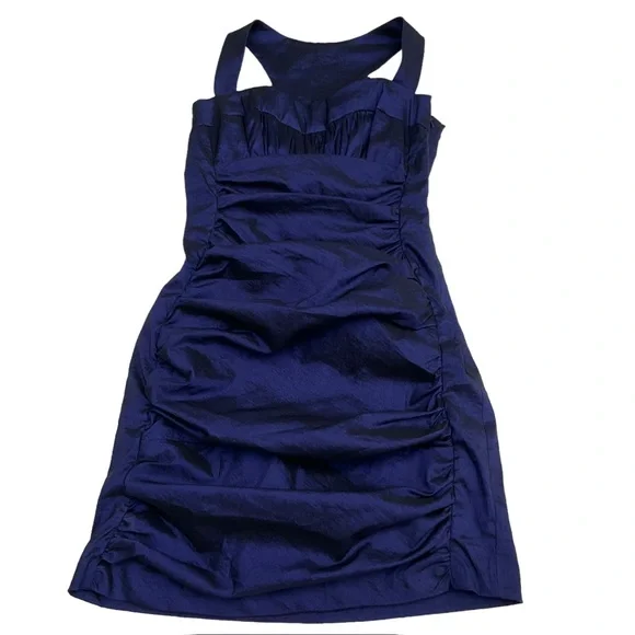Jessica McClintock Iridescent Body-Con Mini Dress Purple Blue Cocktail F… - Picture 5 of 16